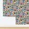 Vintage Retro Music 80S 90S Hipster Tape Cassette Modern Colorful Mix Novelty Large Scale Flowers Hearts Cats Bohemian Eclectic Boho Custom Pre-pasted Wallpaper by Spoonflower Pre-Pasted Wallpaper 2FT Wide